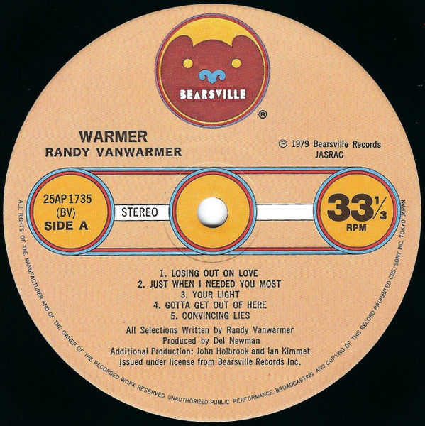 Randy Vanwarmer - Warmer (LP, Album)