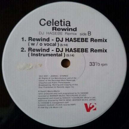 Celetia - Rewind (DJ Hasebe Remix) (12"")