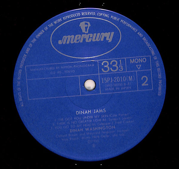 Dinah Washington - Dinah Jams (LP, Album, Mono, RE)
