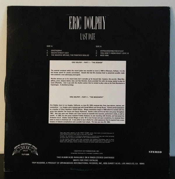 Eric Dolphy - Last Date (LP, Album, RE)