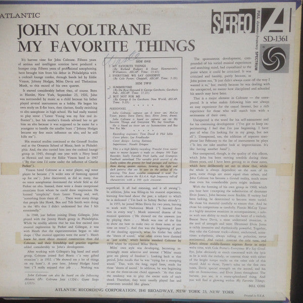 John Coltrane - My Favorite Things (LP, Album, RE, RP, MO )
