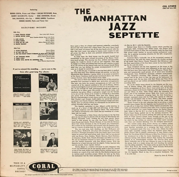 The Manhattan Jazz Septette - The Manhattan Jazz Septette (LP, Album)