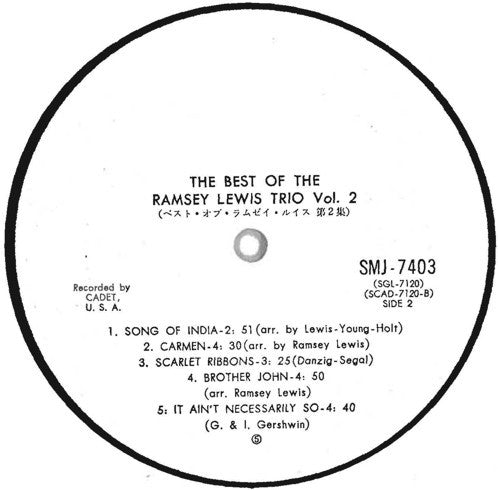 The Ramsey Lewis Trio - Best Of Ramsey Lewis Vol. 2 (LP, Comp)