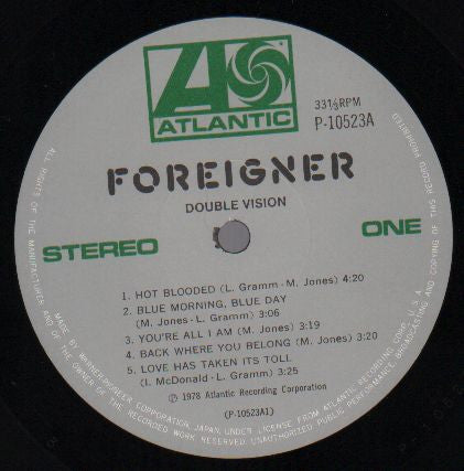 Foreigner - Double Vision (LP, Album, 2nd)