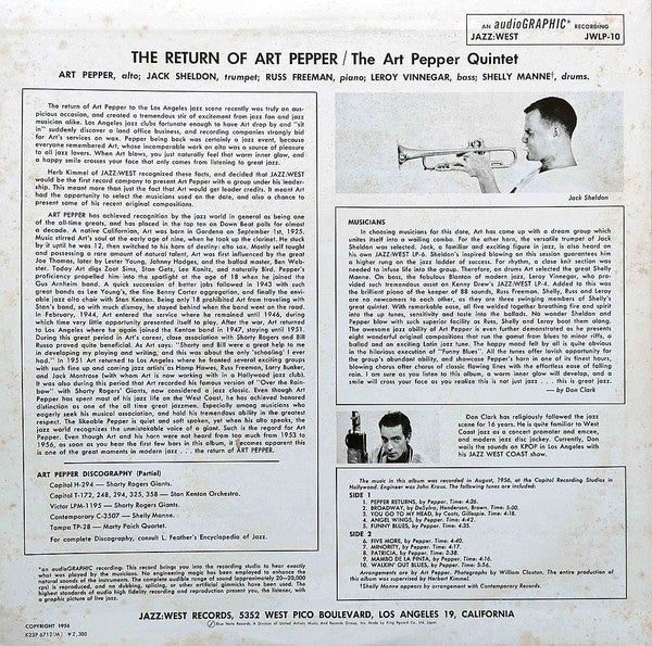 Art Pepper - The Return Of Art Pepper (LP, Album, Mono, RE)