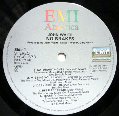 John Waite - No Brakes (LP, Album)