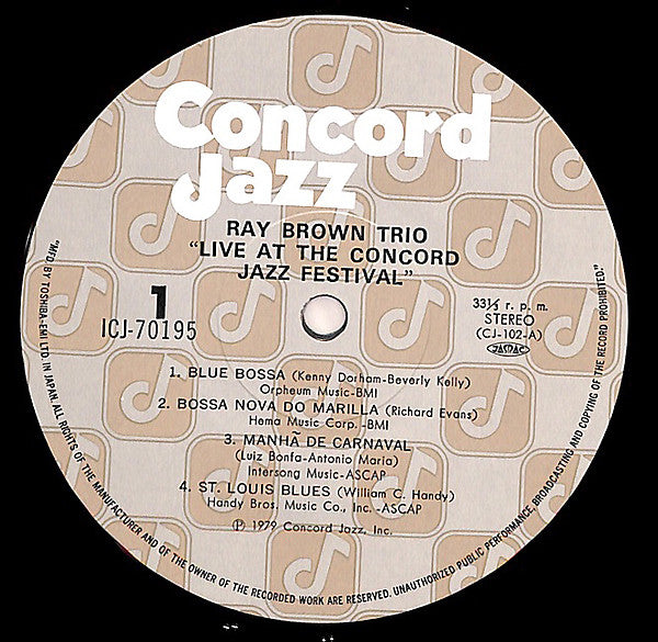 Ray Brown Trio - Live At The Concord Jazz Festival 1979(LP, Album)