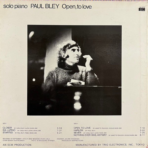 Paul Bley = ポール・ブレイ* - Open, To Love = オープン、トゥ・ラヴ (LP, Album)