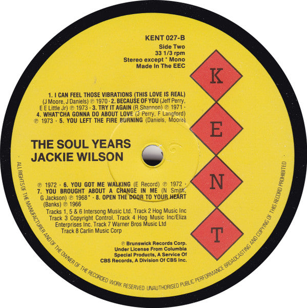 Jackie Wilson - The Soul Years (LP, Comp)