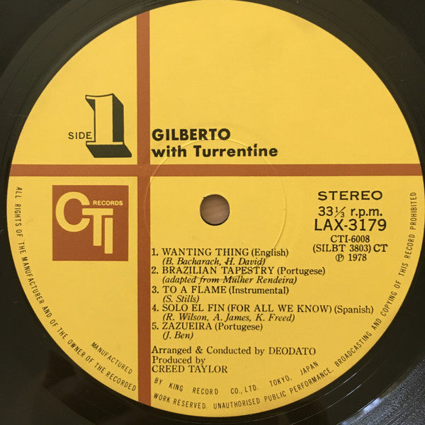 Astrud Gilberto - Gilberto With Turrentine(LP, Album, Ltd, RE)