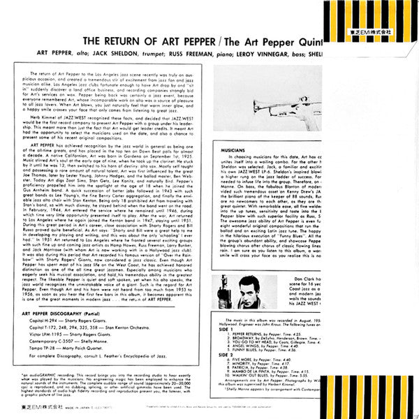 Art Pepper - The Return Of Art Pepper (LP, Album, RE)