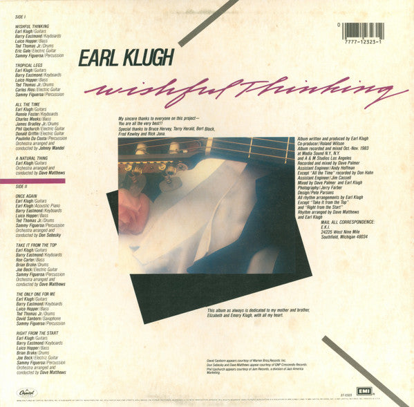 Earl Klugh - Wishful Thinking (LP, Album, Jac)