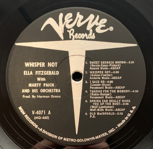 Ella Fitzgerald - Whisper Not(LP, Album, Mono)