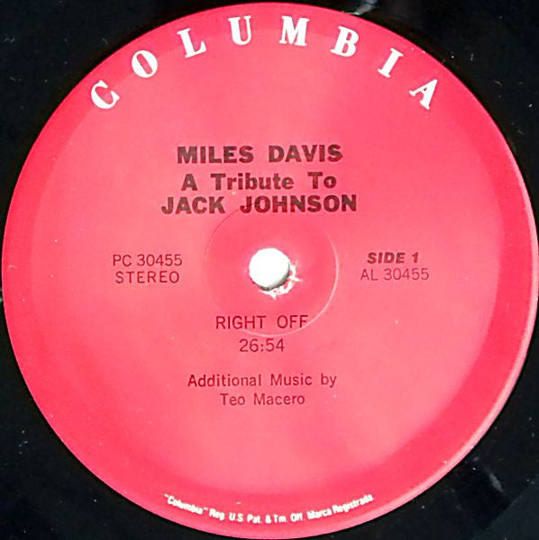 Miles Davis - A Tribute To Jack Johnson (LP, Album, RE)