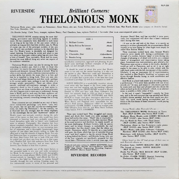 Thelonious Monk - Brilliant Corners(LP, Album, Mono, RE, 180)