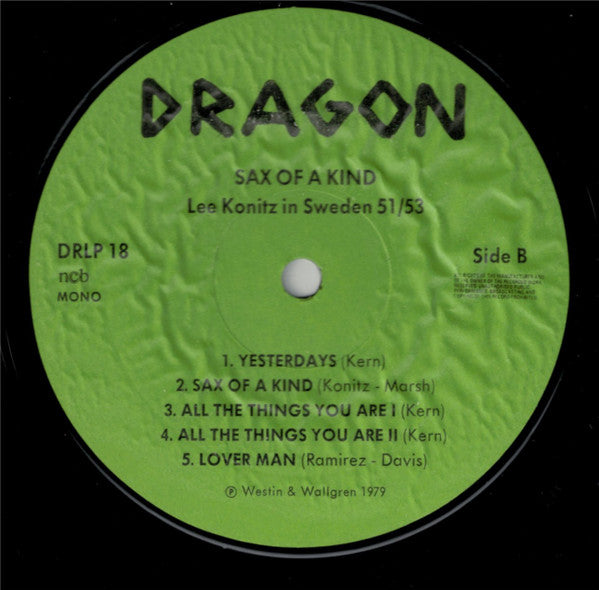 Lee Konitz - Sax Of A Kind (Lee Konitz In Sweden 1951/53) (LP, Mono)