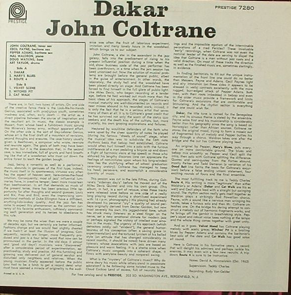 John Coltrane - Dakar (LP, Album, RE)