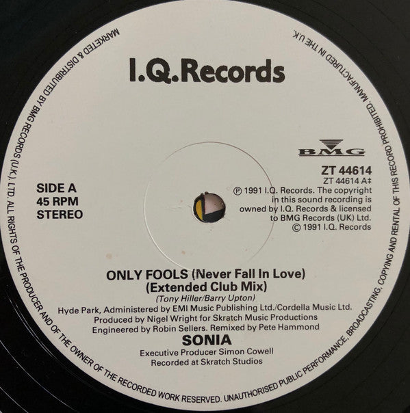 Sonia - Only Fools (Never Fall In Love) (12"")