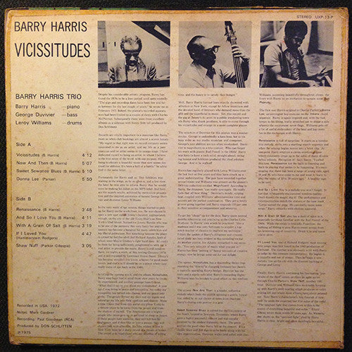 Barry Harris (2) - Vicissitudes (LP, Album)
