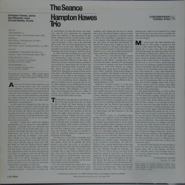 Hampton Hawes Trio - The Seance (LP, Album)