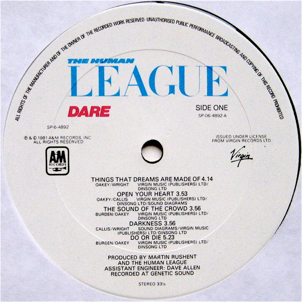 The Human League - Dare (LP, Album, Ter)