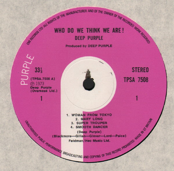 Deep Purple - Who Do We Think We Are (LP, Album, RP)