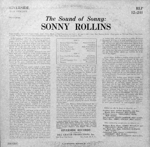 Sonny Rollins - The Sound Of Sonny (LP, Album, Mono, RE)