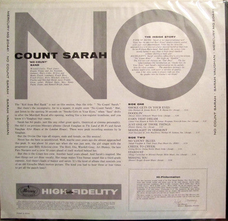 Sarah Vaughan - No Count Sarah (LP, Album, Mono)