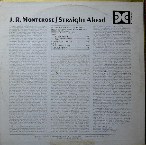 J.R. Monterose - Straight Ahead (LP, Album, Mono, RE, RM)