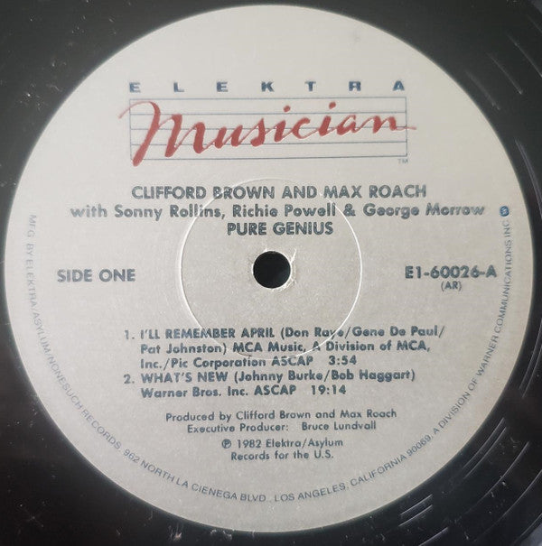 Clifford Brown And Max Roach - Pure Genius (Volume One)(LP, Album, AR)