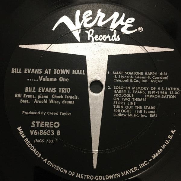 The Bill Evans Trio - Bill Evans At Town Hall (Volume One)(LP, Albu...