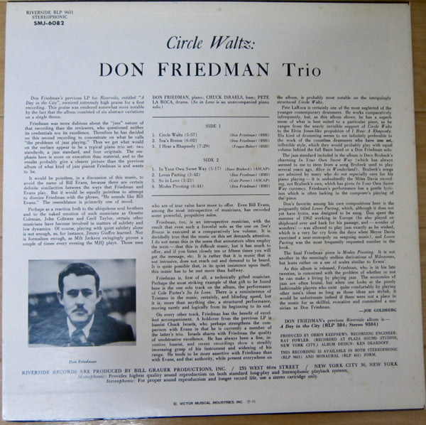 Don Friedman Trio - Circle Waltz (LP, Album, RE)