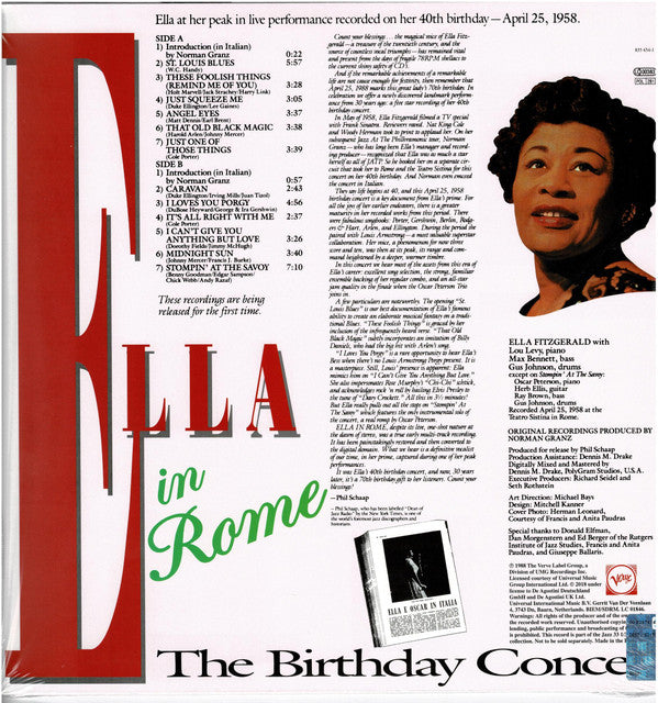 Ella Fitzgerald - Ella In Rome (The Birthday Concert)(LP, Album, RE...