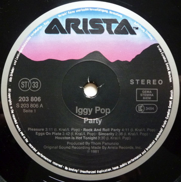 Iggy Pop - Party (LP, Album, RE)