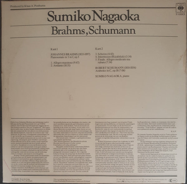 Sumiko Nagaoka - Pianosonate Nr 3 In F, Op.5 / Arabeske In C, Op. 1...