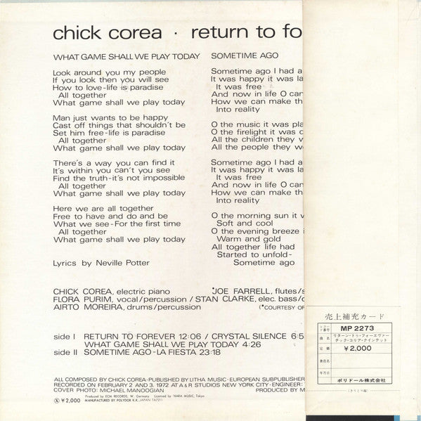 Chick Corea - Return To Forever (LP, Album)