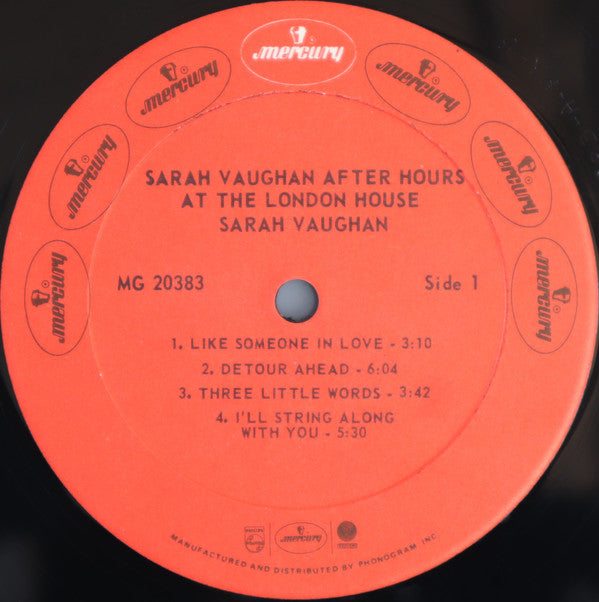 Sarah Vaughan - After Hours At The London House (LP, Album, Mono, RE)