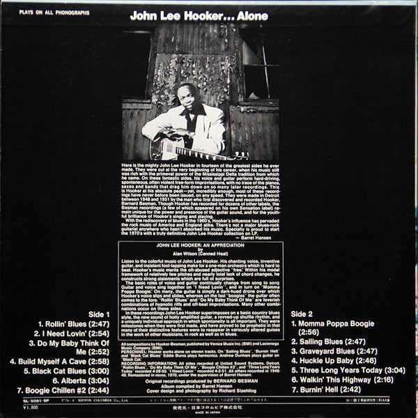 John Lee Hooker - Alone (LP, Comp, Mono)