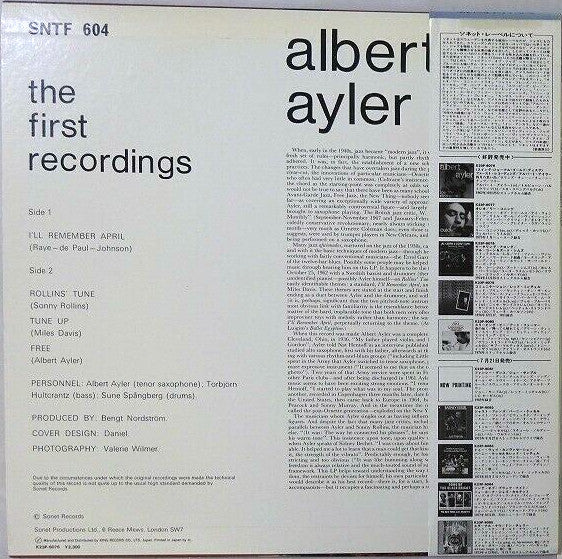 Albert Ayler - The First Recordings (LP, Album, Promo, RE)