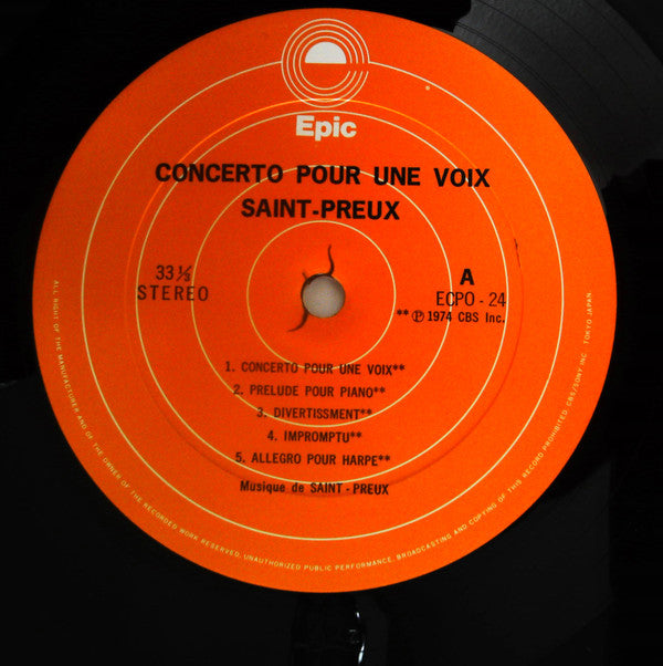 Saint-Preux - Concerto Pour Une Voix (LP, Comp)