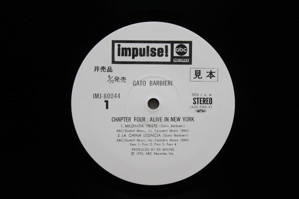 Gato Barbieri - Chapter Four: Alive In New York (LP, Album, Promo)
