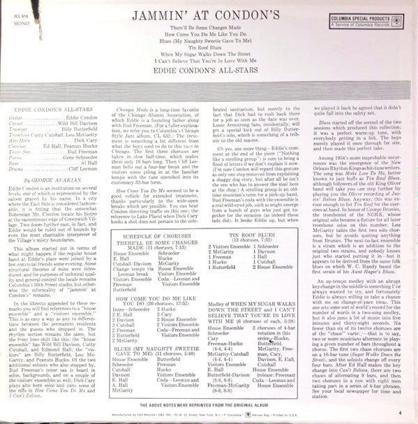 Eddie Condon And His All-Stars - Jammin' At Condon's (LP, Album, Mono)