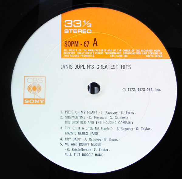 Janis Joplin - Janis Joplin's Greatest Hits (LP, Comp, Ora)