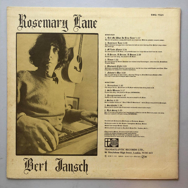 Bert Jansch - Rosemary Lane (LP, Album)