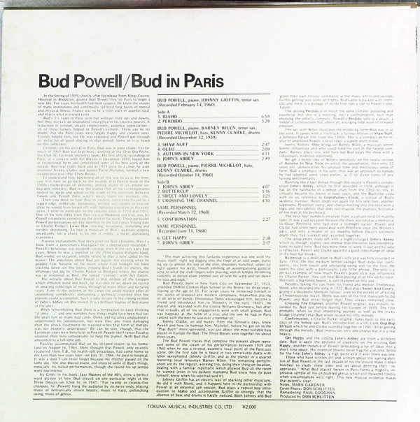 Bud Powell - Bud In Paris (LP, Mono, RE)
