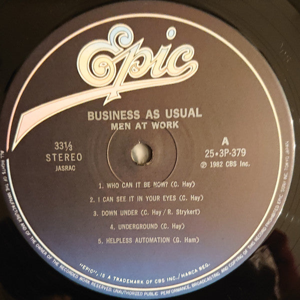 Men At Work - Business As Usual (LP, Album, Pin)
