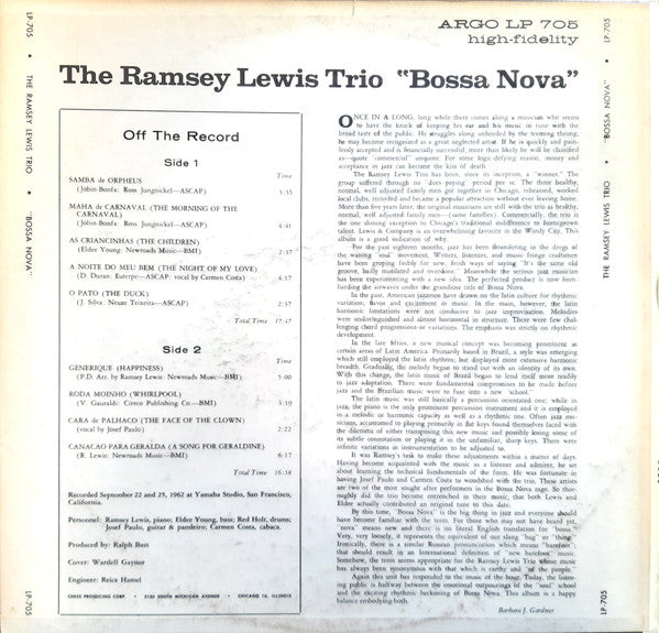 The Ramsey Lewis Trio - Bossa Nova (LP, Album, RE)