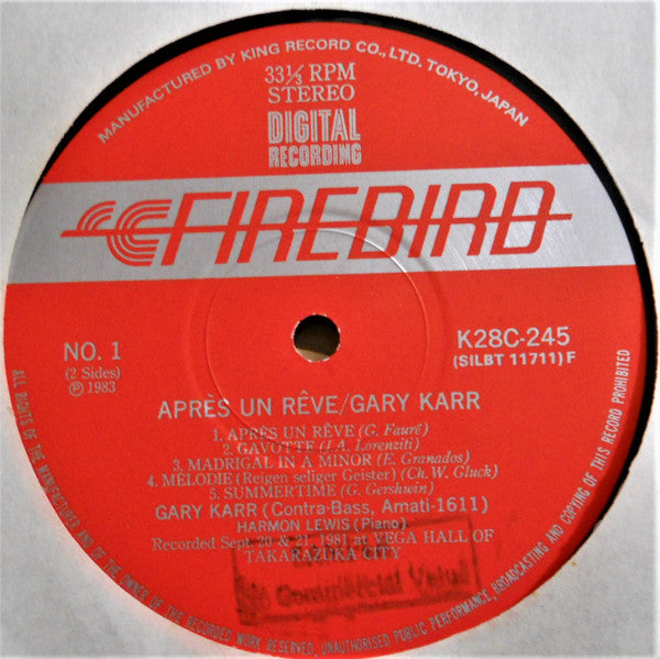 Gary Karr - Après Un Rêve (LP, Album)