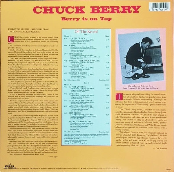 Chuck Berry - Berry Is On Top (LP, Album, RE, Glo)