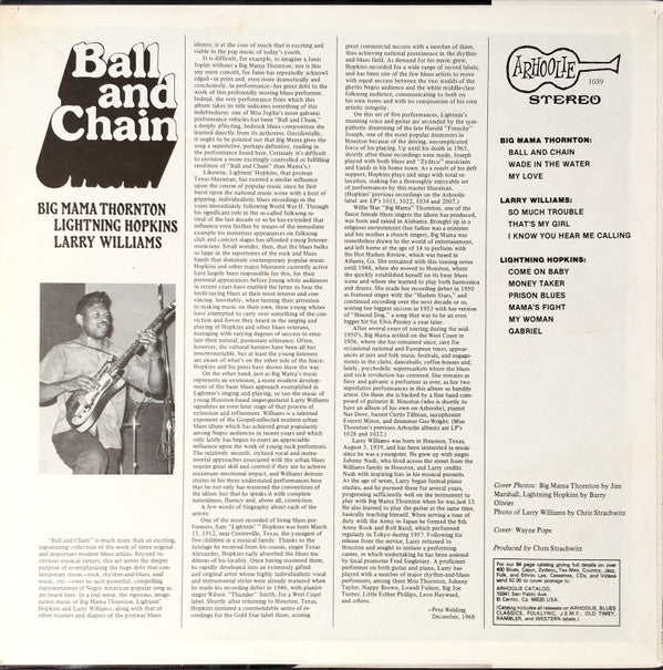 Big Mama Thornton - Ball And Chain(LP, Comp, RE)